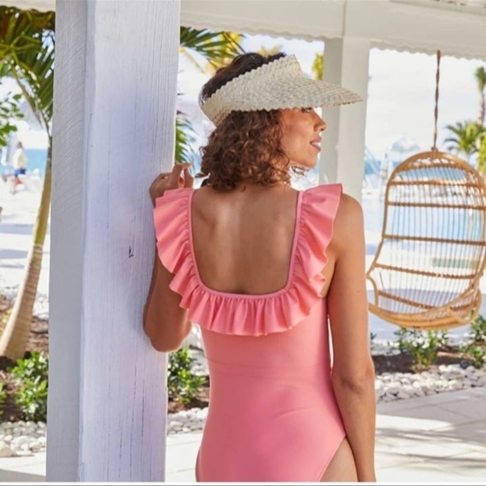 Minnow Coral Ruffle One Piece - Picture 2 of 9